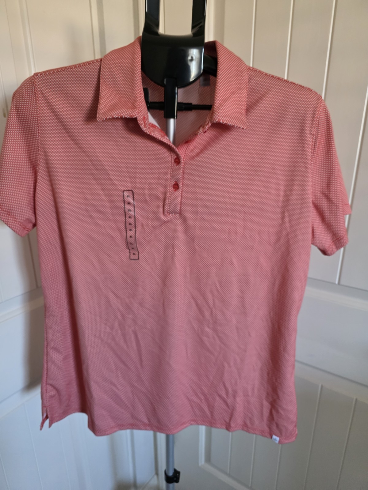 Lady Hagen Women's Jacquard Short Sleeve Golf Polo Size XL  Orange Guava ☆ NWT