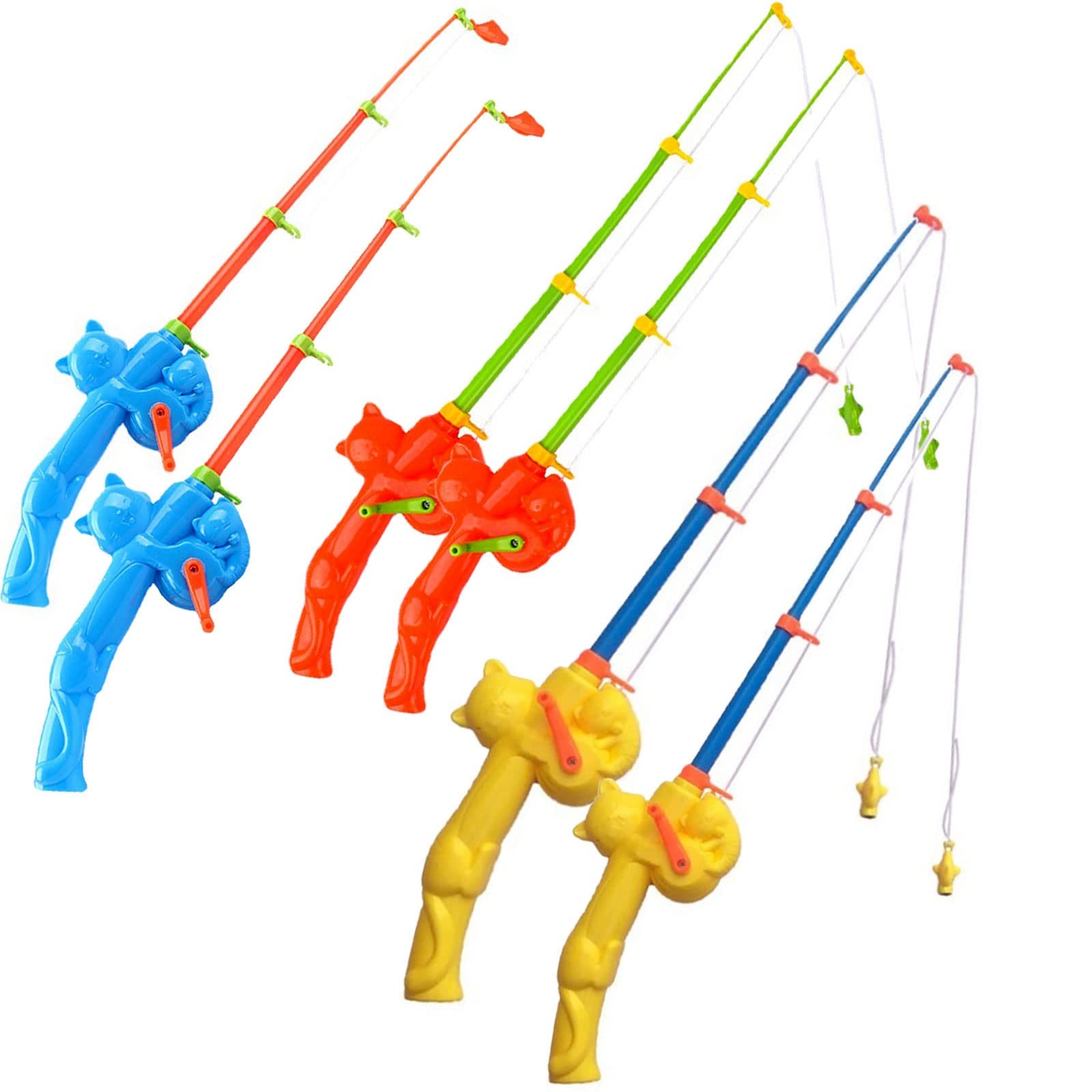 6 Pieces Fishing Rod Magnetic Fishing Game Educational Learning Toys 3 Colors...