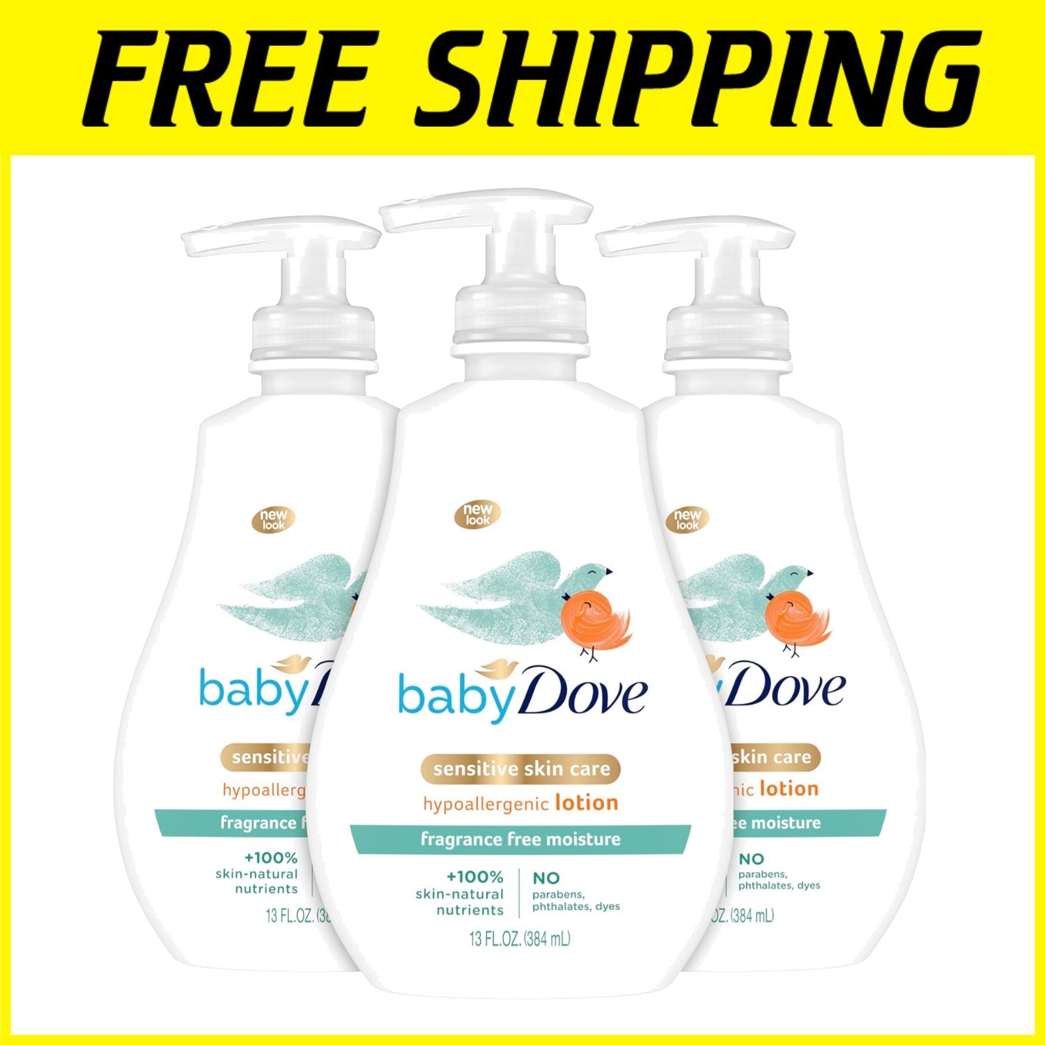 Sensitive Moisture Lotion, Unscented, 13oz x3