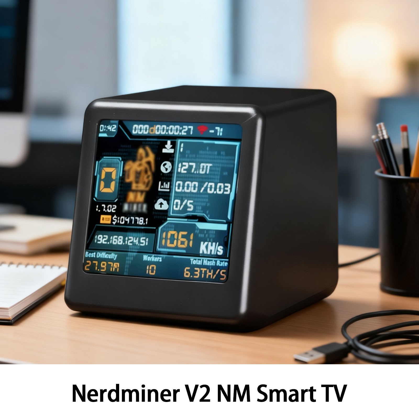 1060KH/s NerdMiner NMMiner V2 ESP32 BTC Solo Miner Crypto Lottery Miner Clock