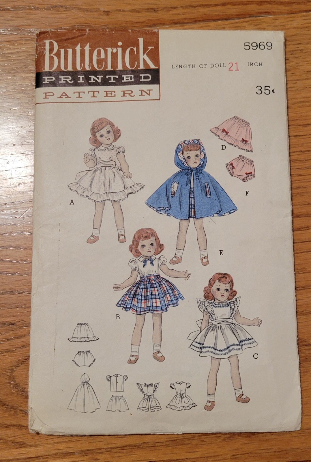Vintage Butterick Printed Pattern 5969 for Toni Doll 21 Inch