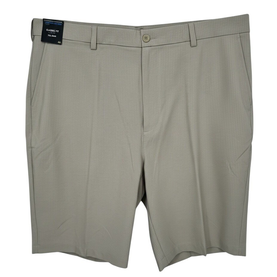 Roundtree & Yorke Mens Performance Classic Fit Tall Man Shorts Beige 44 Tall