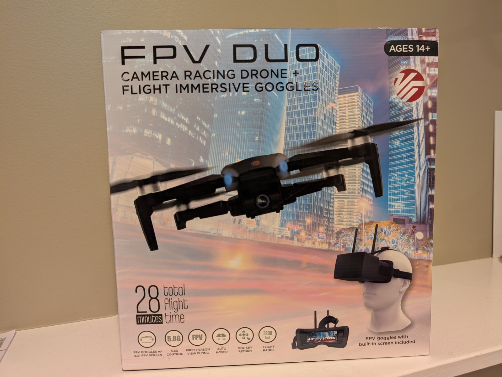Vivitar FPV Duo Racing Drone with Goggles and GPS Black 