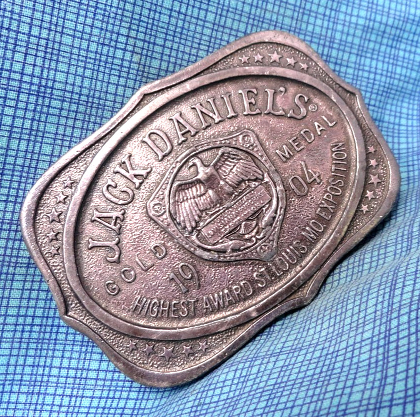 Jack Daniels 1904 Expo Belt Buckle James Lind Vtg 70s Wyoming Studio Art .GMP592