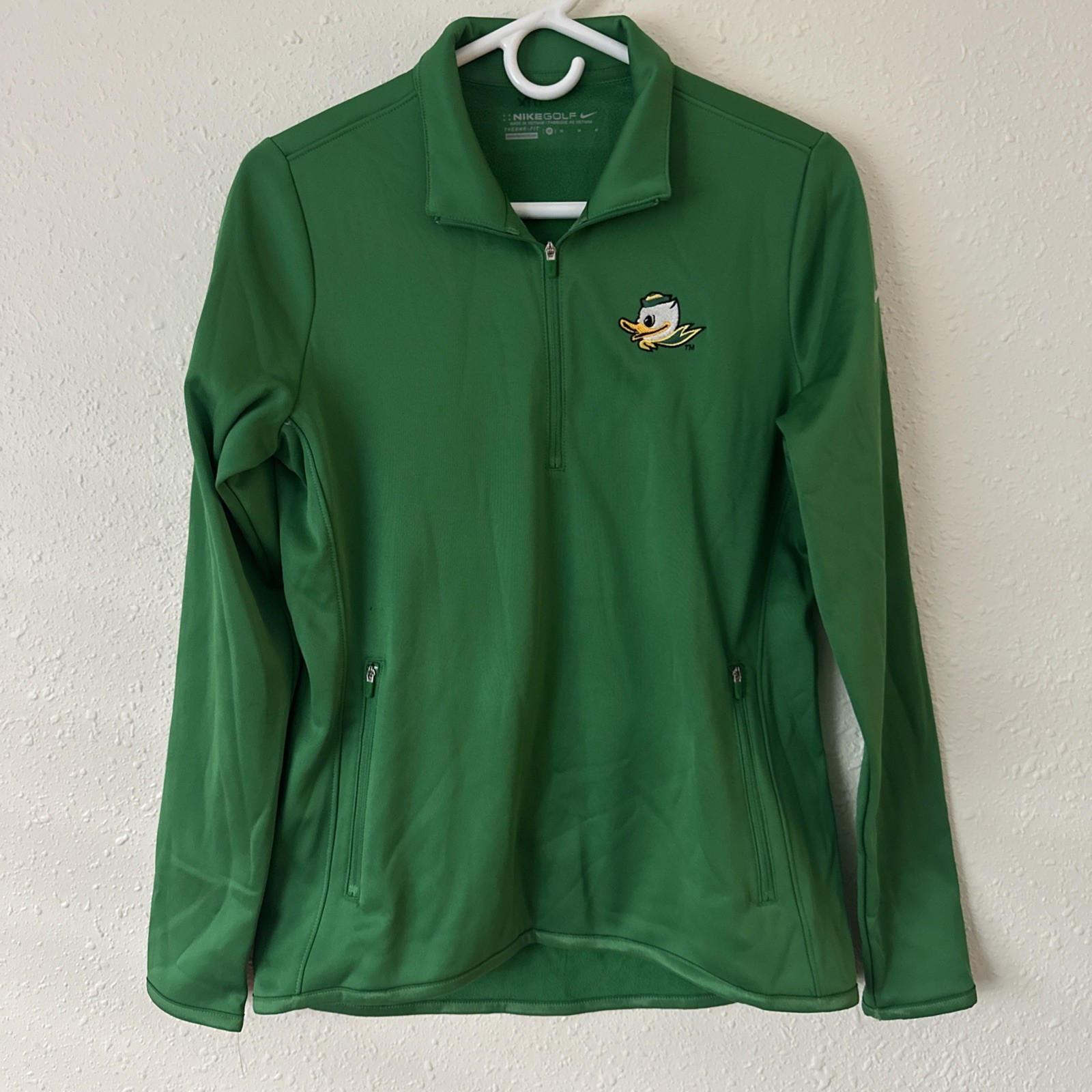 Green Nike Golf Therma Fit Oregon Ducks Women’s Quarter Zip Jacket NWT