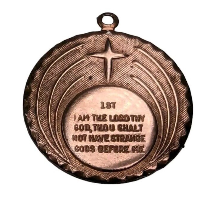 Vintage 17mm x 23mm Pendant Ten Commandments Thou Shalt Not Have Strange Gods