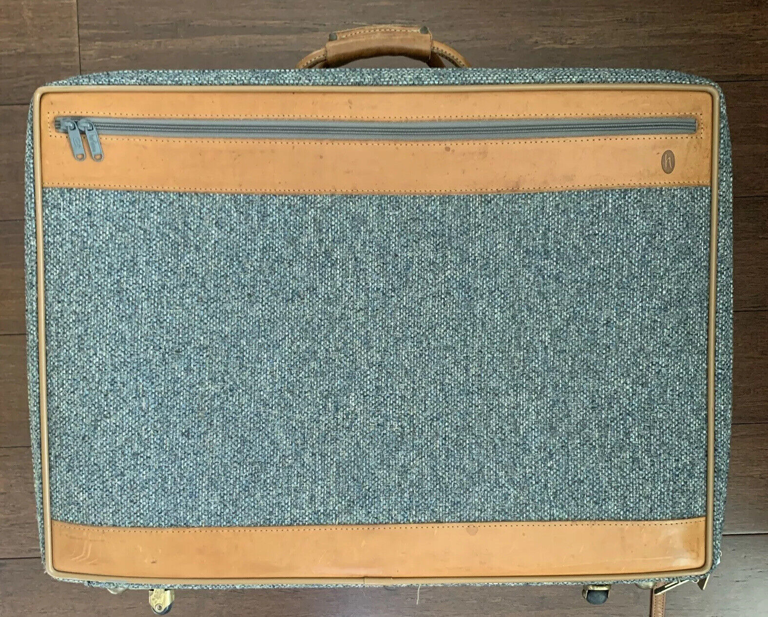 Vintage Hartmann Roller Luggage Tweed &  Leather Suitcase Luggage 24" X 8" X 18"