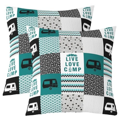 Camper Throw Pillow Covers 16"x16" Set of 2 Soft 16" x 16" (Pack of 2) Multi 06