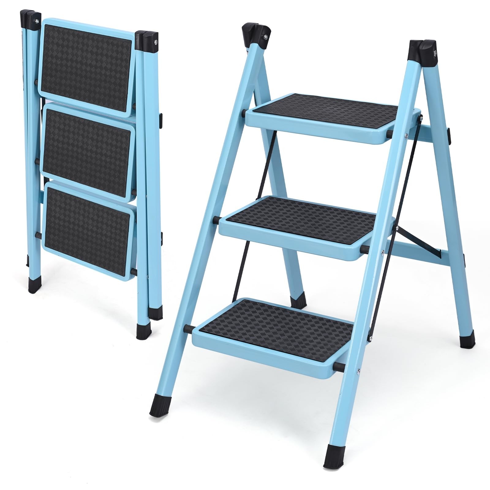 3 Step Ladder Folding Stool for Adults Lightweight Aluminum Portable 330 LBS