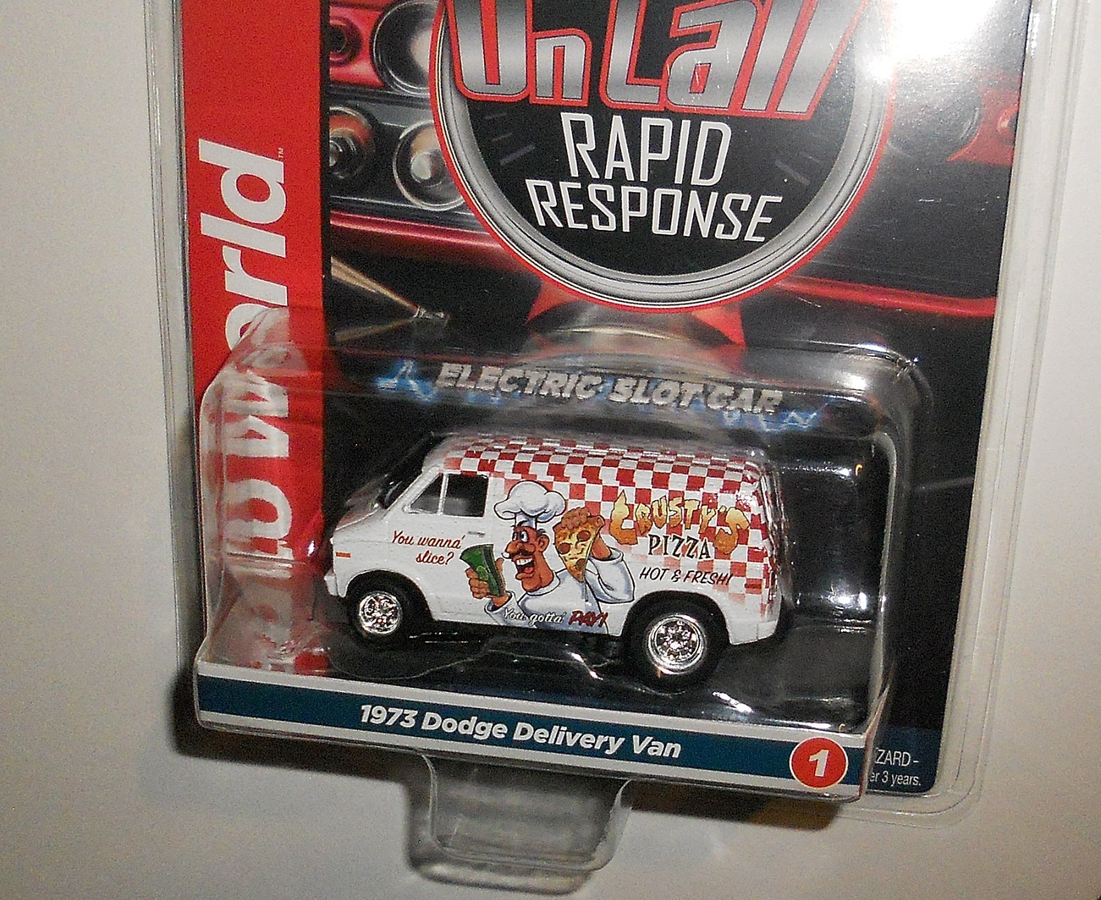 Auto World 4 Gear ON CALL Rapid Response-CRUSTY'S PIZZA--1973 Dodge Delivery Van