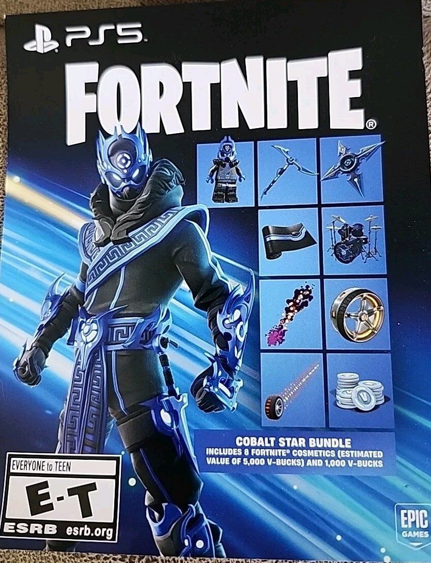 PS5 Exclusive Fortnite Cobalt Star Bundle Code + 1000 V Bucks (unscratched)