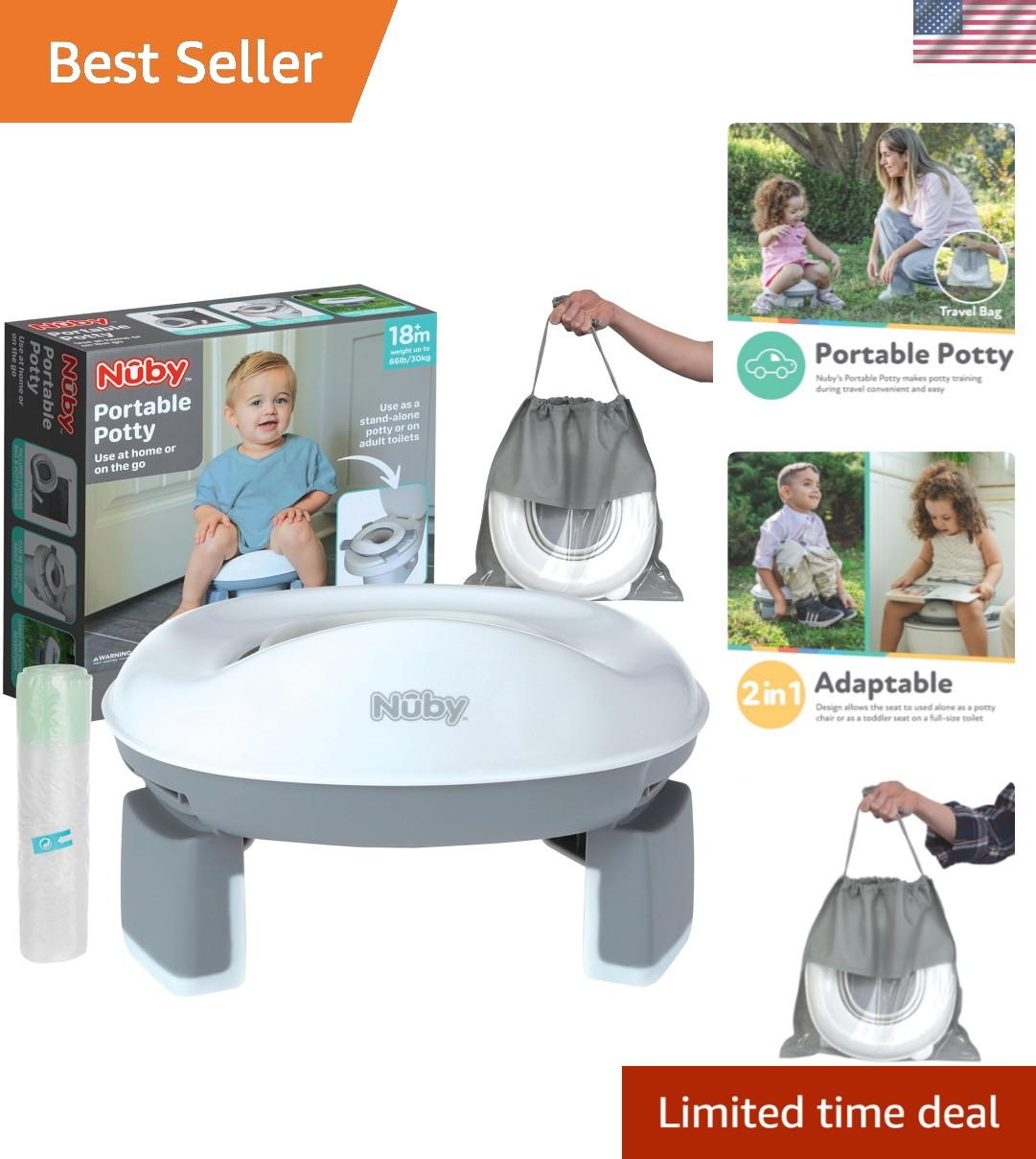 Lightweight Travel Potty Seat with 20 Liners - Perfect for Toddler Adventures