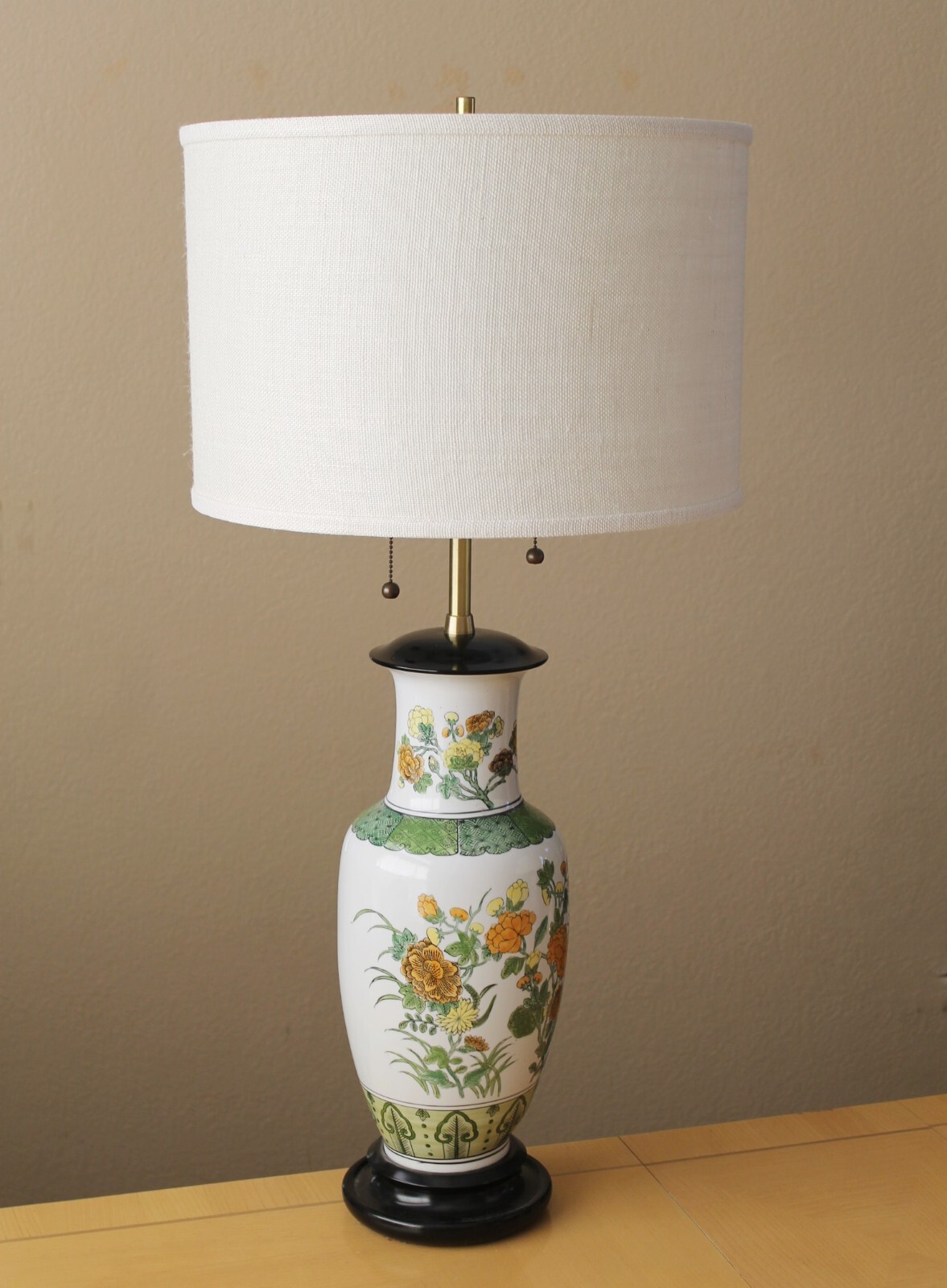 STUNNER! ITALIAN MARBRO ORIG. TABLE LAMP! CERAMIC FLORAL VTG 50S MID CENTURY MCM