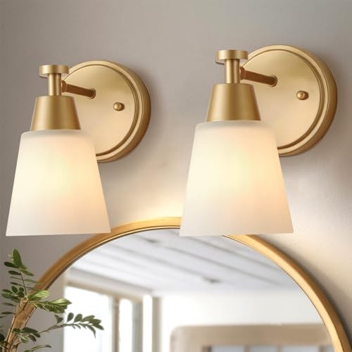 Wall Light Fixtures, 2-Pack Vanity Lights with 1 Light Set of 2 Brushed Gold