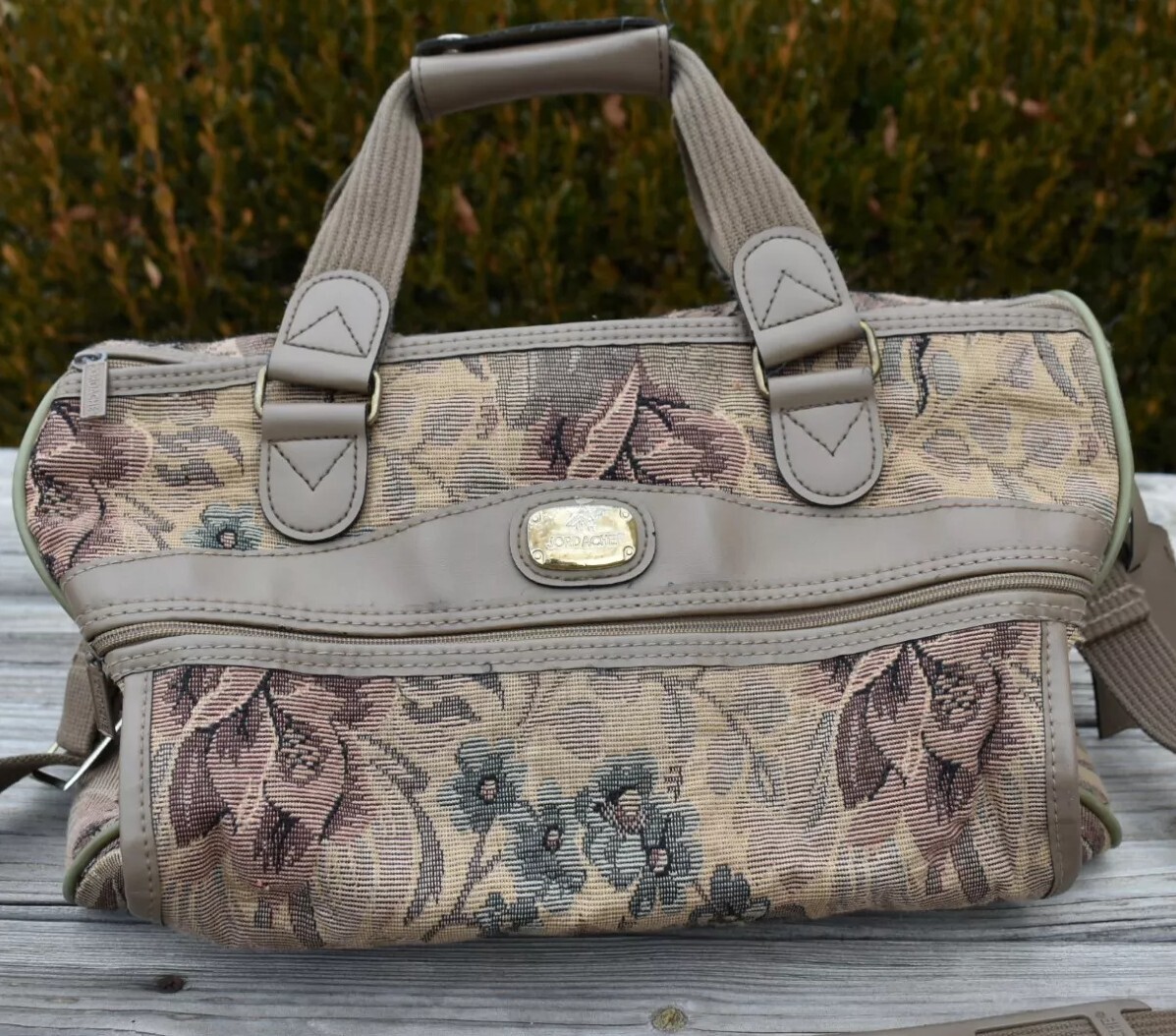 Vintage Jordache Floral Tapestry Carpet Carry On Overnight Duffle Bag