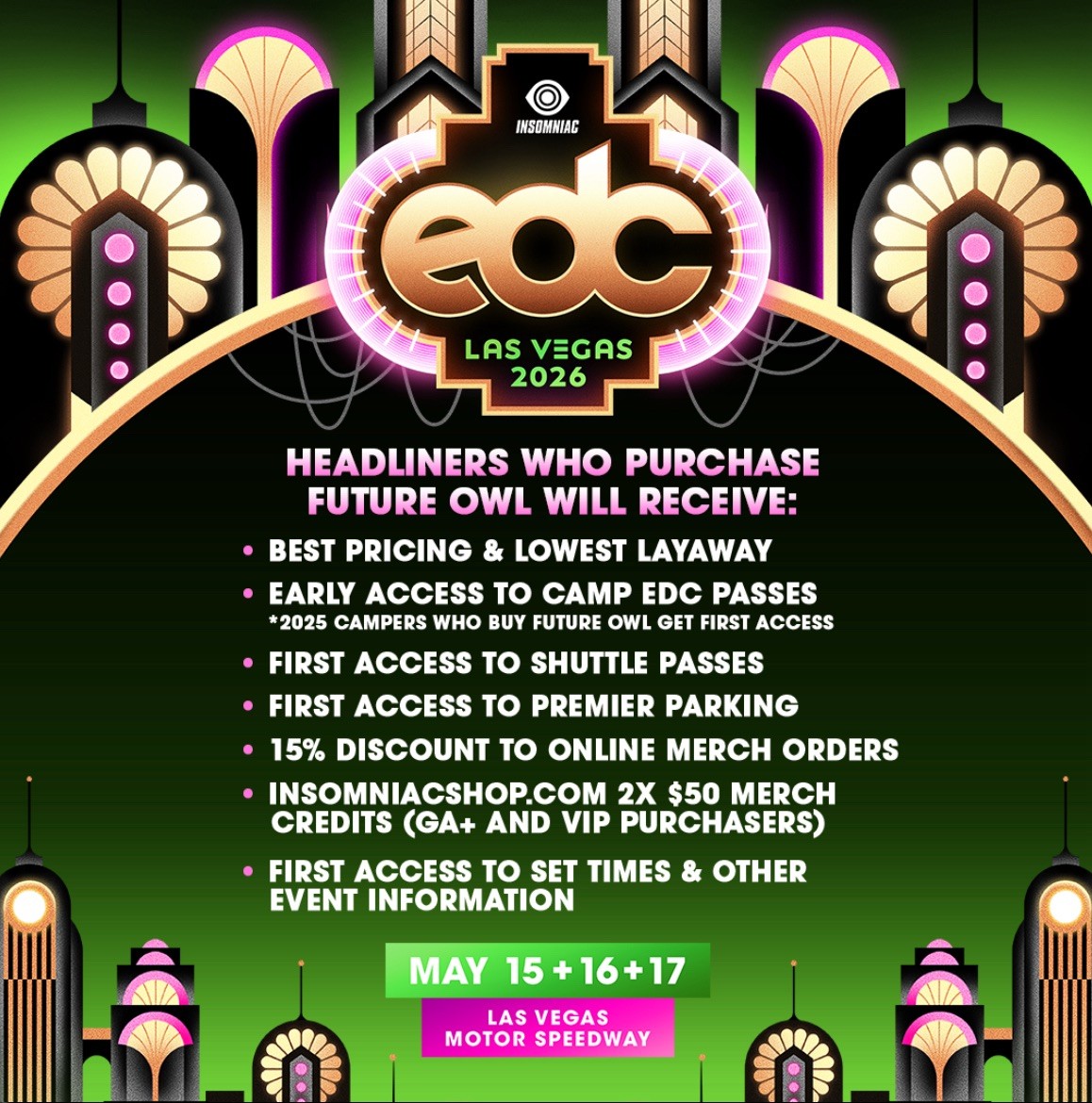 Selling 2 EDC Tickets - 3 Day GA Passes May 2026 at the Las Vegas Motor Speedway