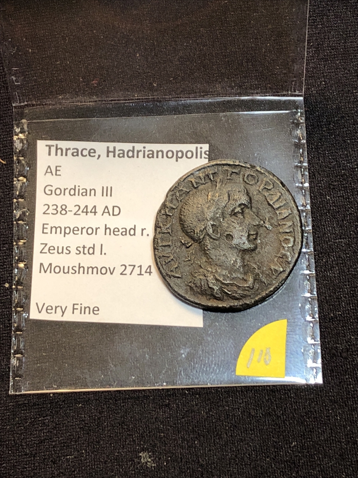 Thrace Hadrianopolis Gordian III 238-244 A.D. Bronze Reverse Zeus
