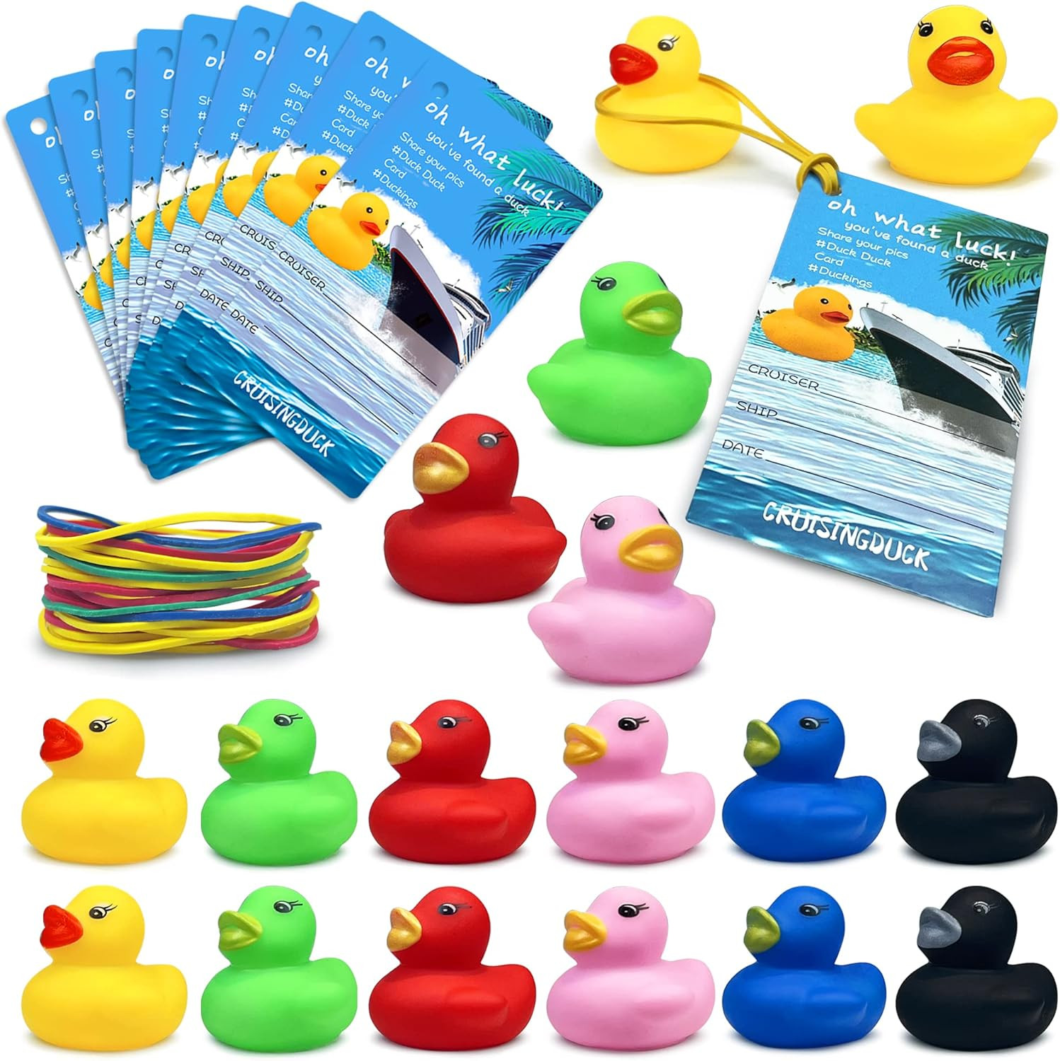 72 PCS Duck Cruise Kits with Colorful Tags for Carnival Fun