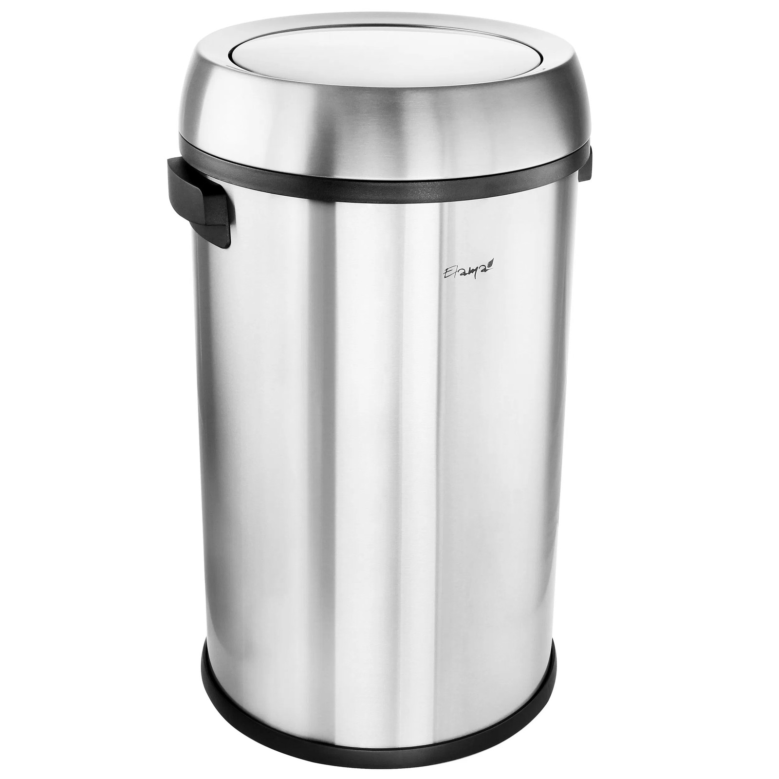 Elama Large 17 Gallon Swing Lid Stainless Steel Cylindrical Trash Bin
