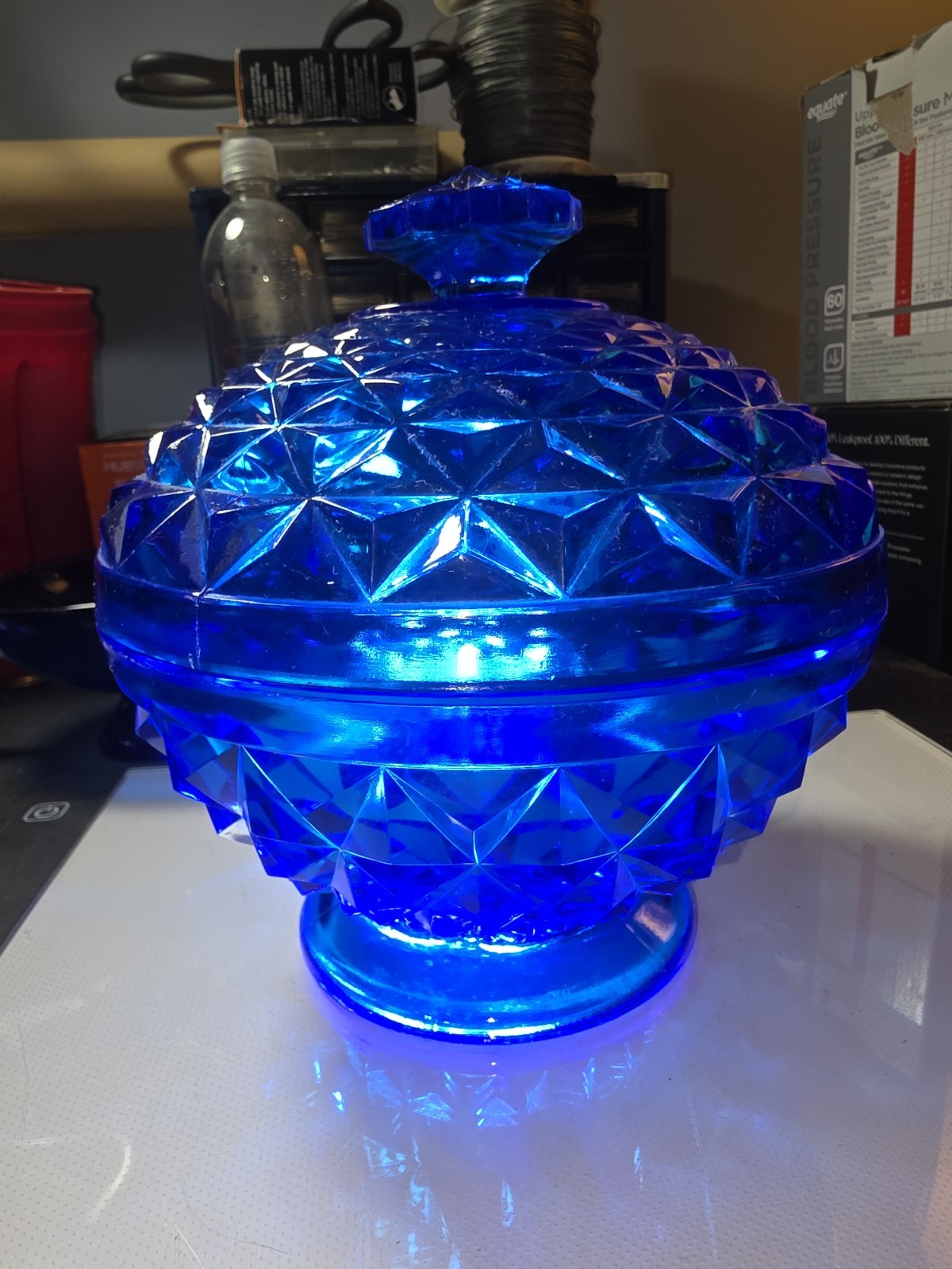 Vintage Indiana Cobalt Glass Candy Dish With Lid