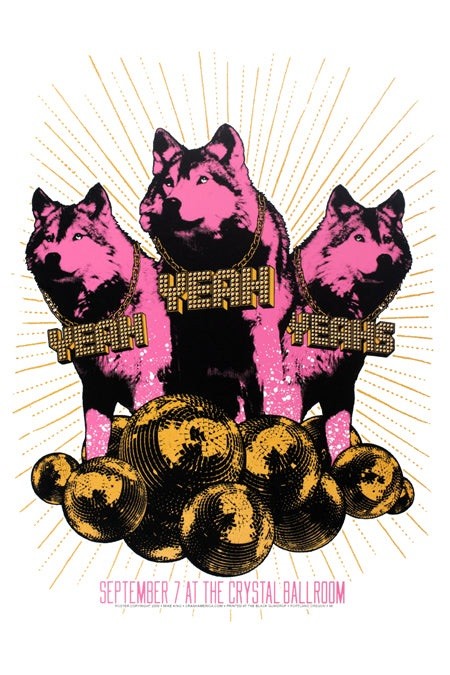 Concert Poster Wolves Pink Gold September 7 Crystal Ballroom 12x8in Metal Sign