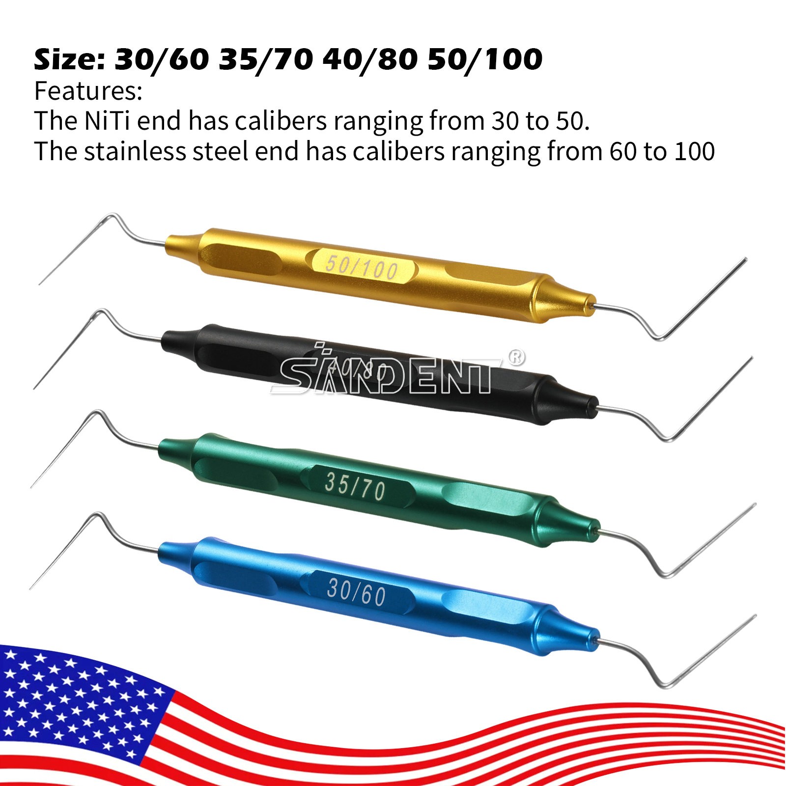 USA Dental Endo Gutta Percha Tips Hand Plugger Condenser NITI Stainless Set