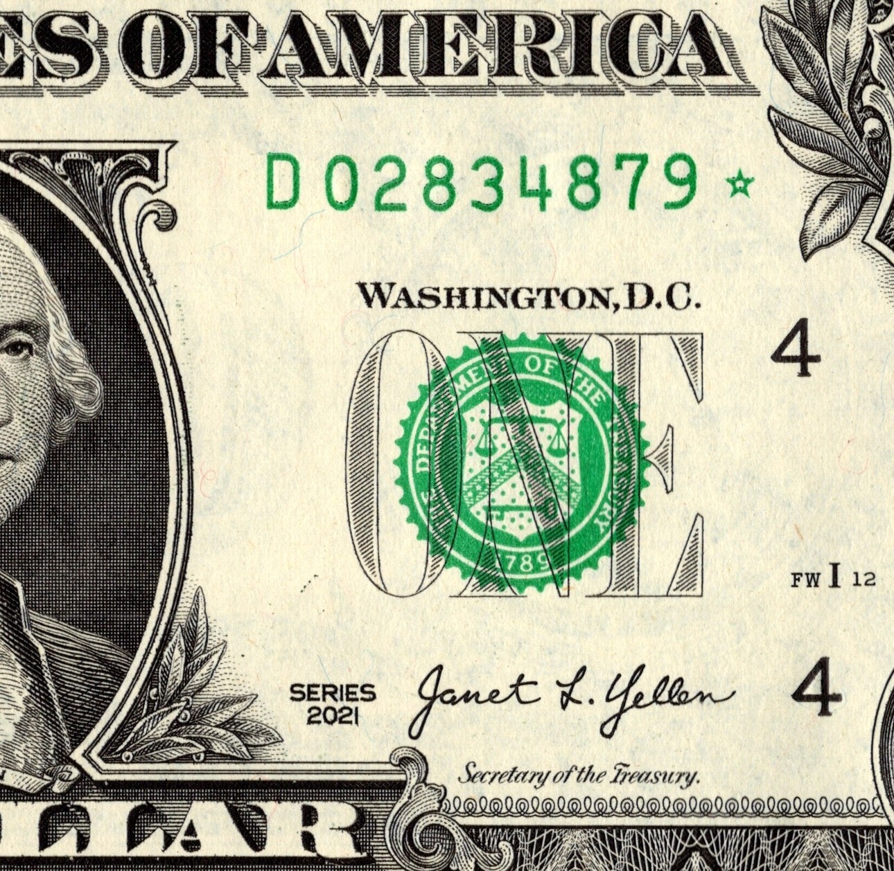 2021 D Star note Fancy Serial Number Regular Run 1 of 3