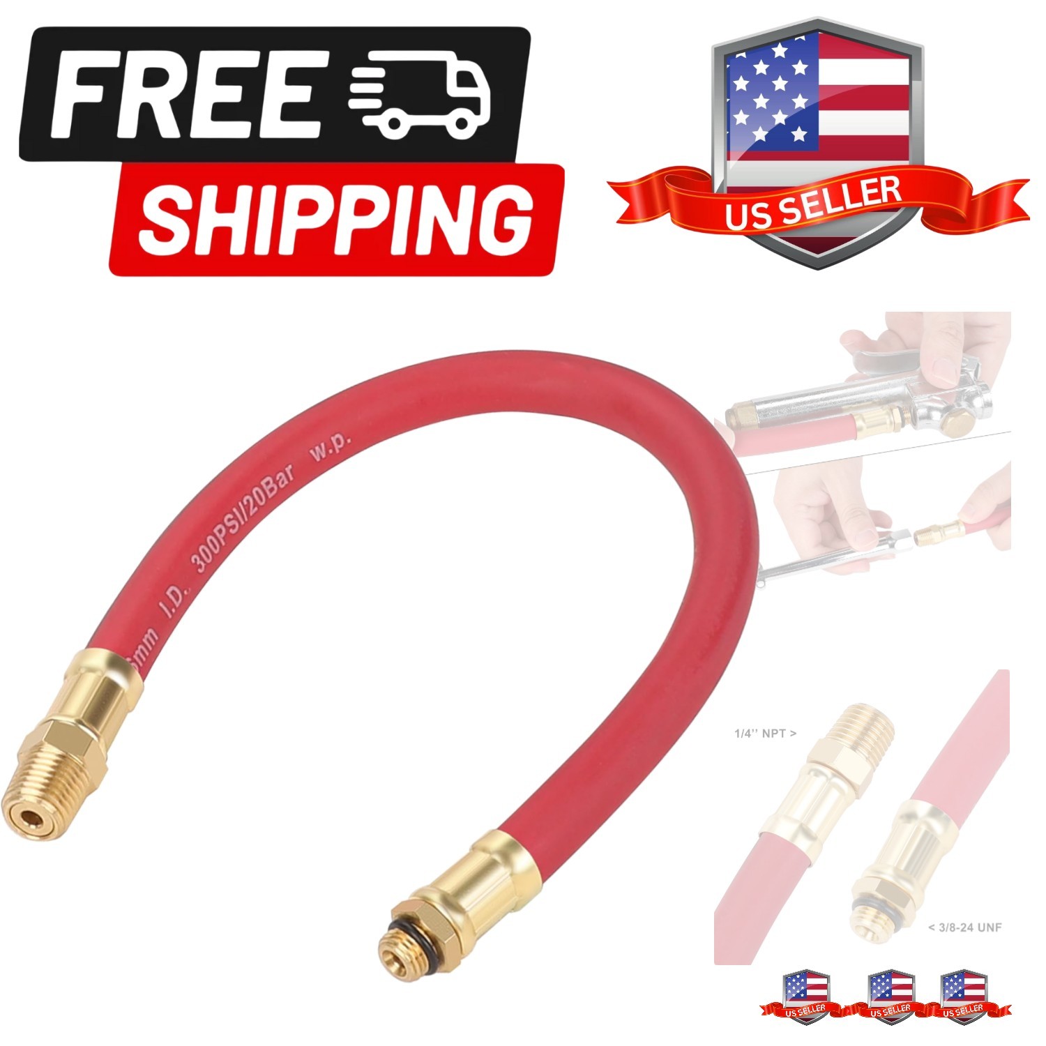 12’’ Rubber Hose for Tire Pressure Inflator Gauge