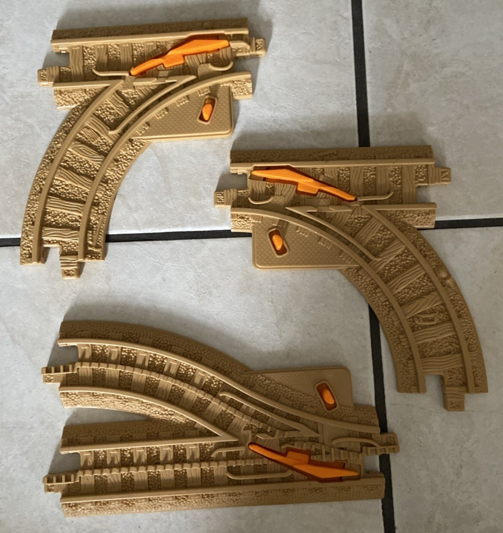 Three Different Fisher-Price Geotrax Geo Trax Train Switch Track Pieces *used*