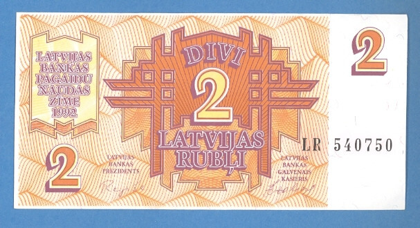 LATVIA LETTLAND 2 RUBLU 1992 P. 36 UNC 2815