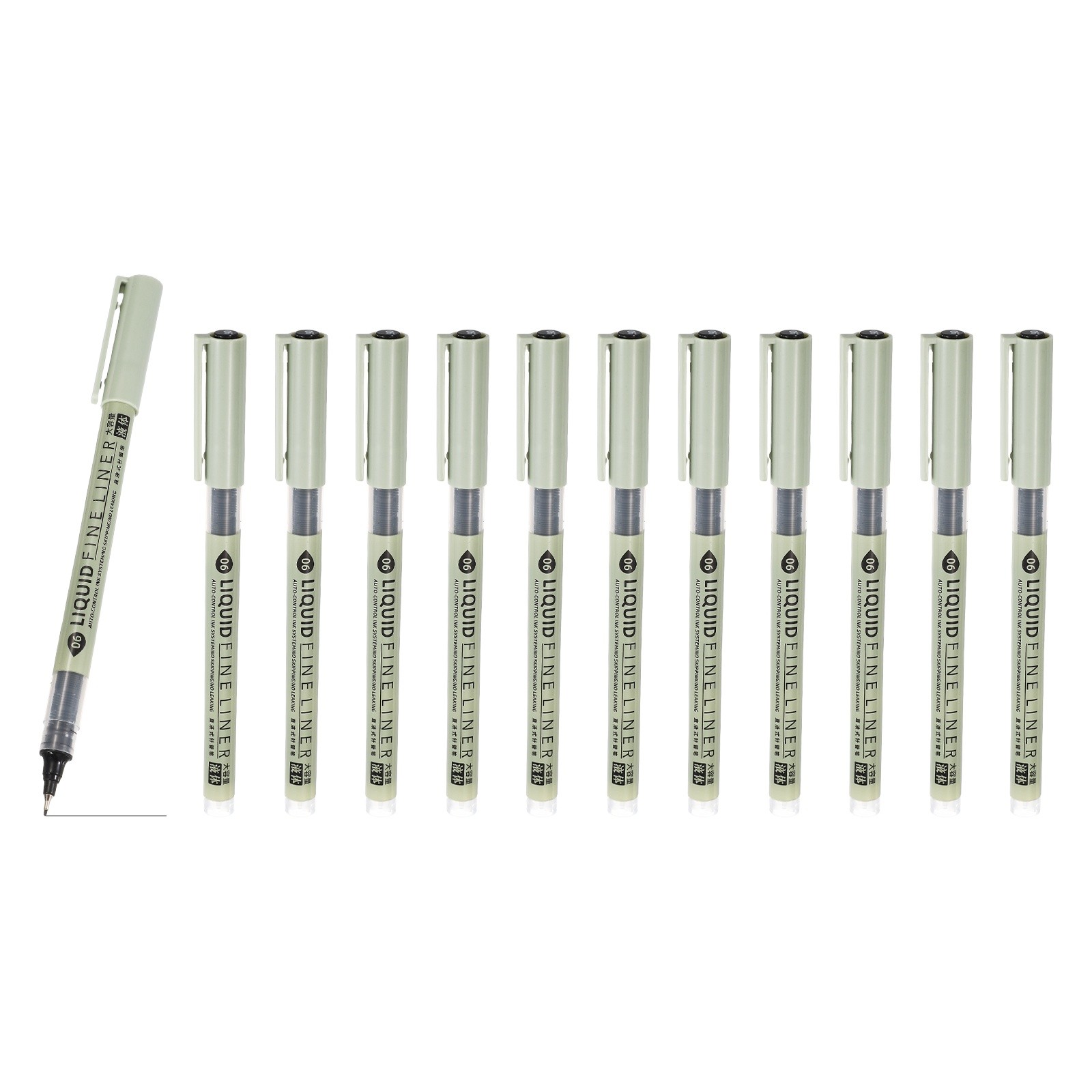 Fineliner Pens, 12 Pcs Black 08 0.5mm Fineliner Marker Waterproof Ink Pen