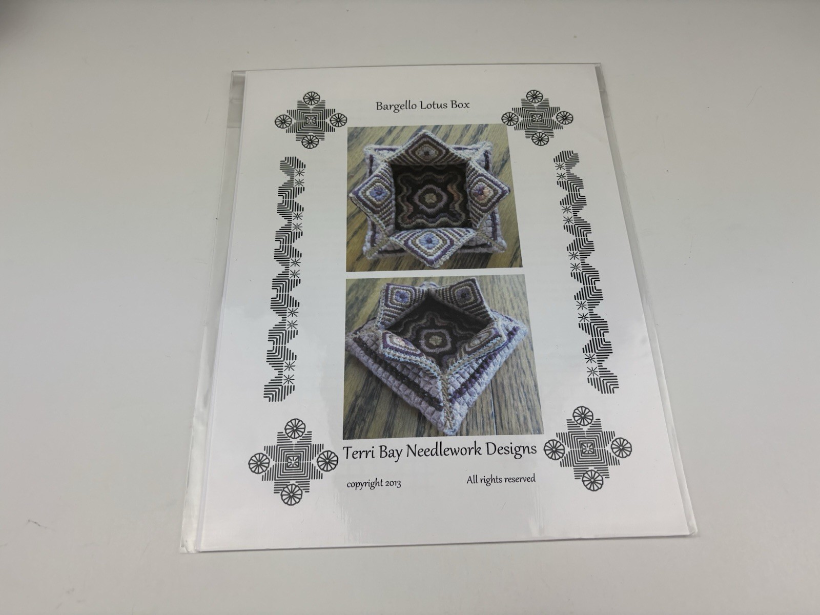 Terri Bay Needlework Designs Bargello Lotus Box Needlepoint Pattern 7S