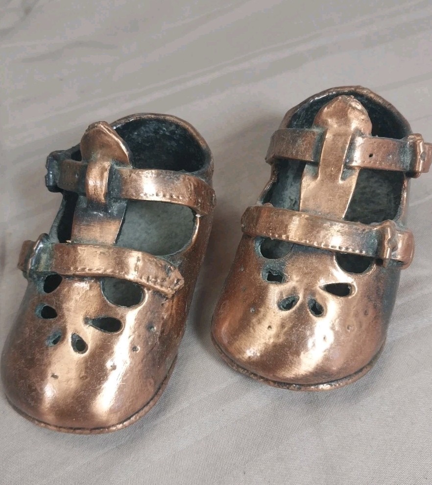Vintage Bronze Little Girls Shoes,