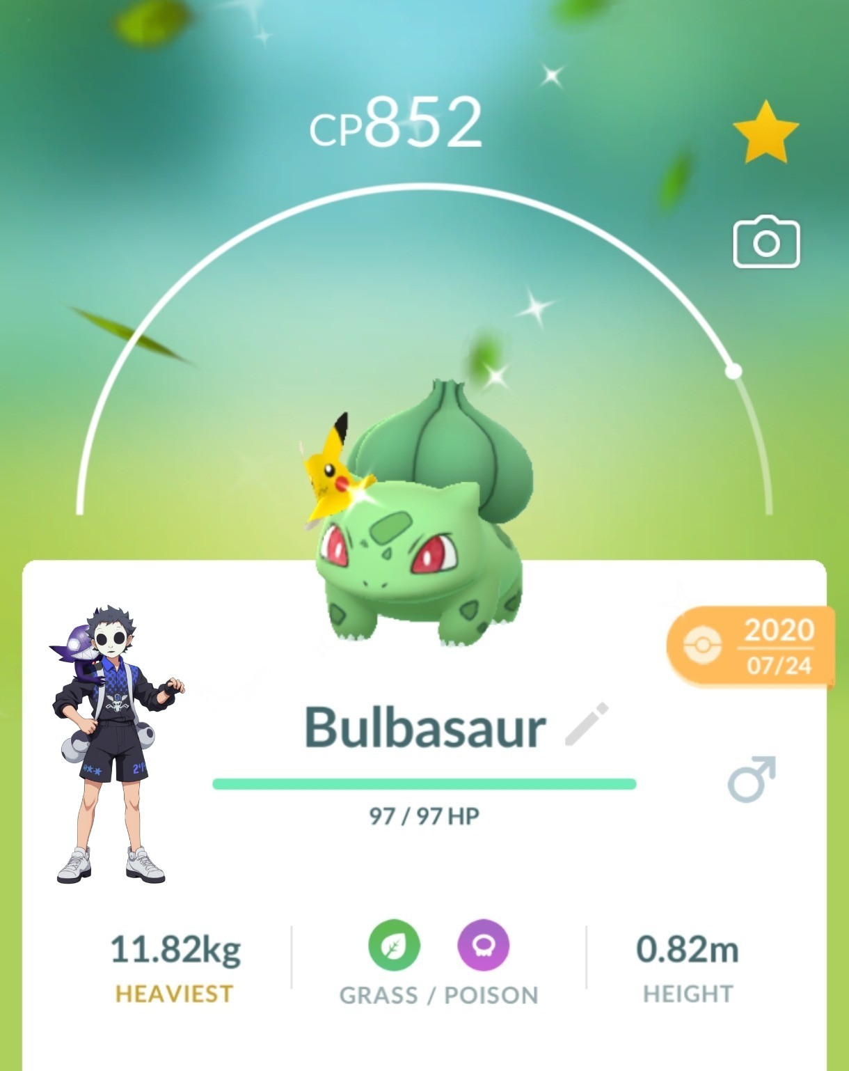 Shiny Bulbasaur Pikachu Hat Pokemon Go | T-20k or 1M Stardust