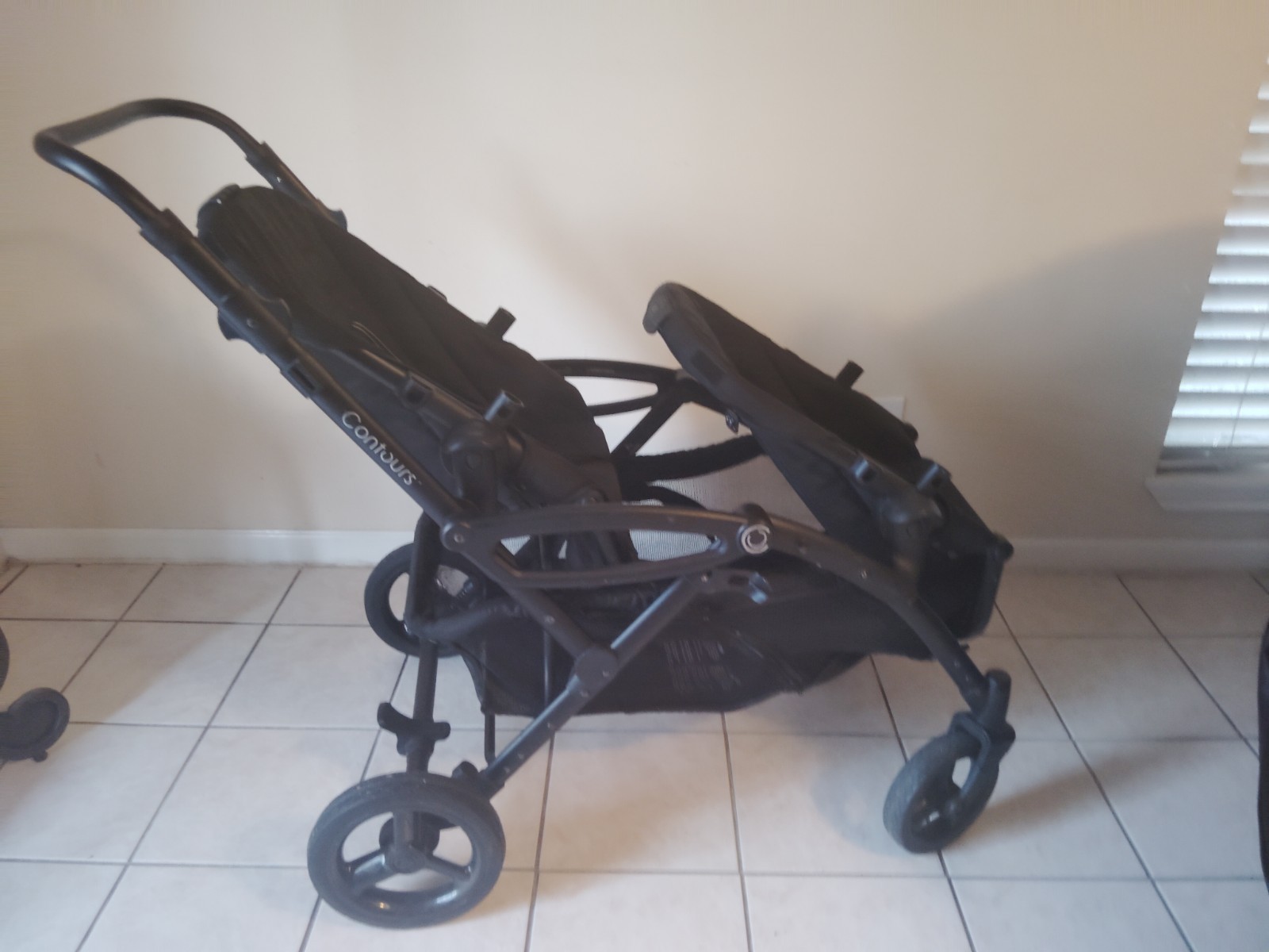 Contours Double Folding Stroller Black for Infant Toddler Seating