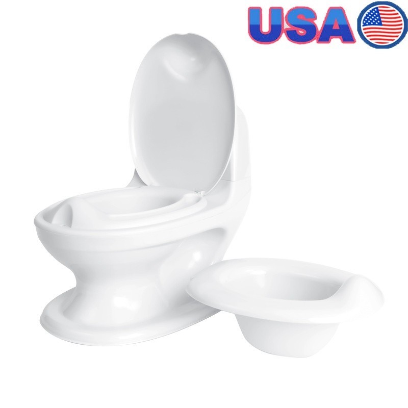 Realistic Toilet Training Potty W/ Flush Sound Anti-Skid Base Easy Cleanup New