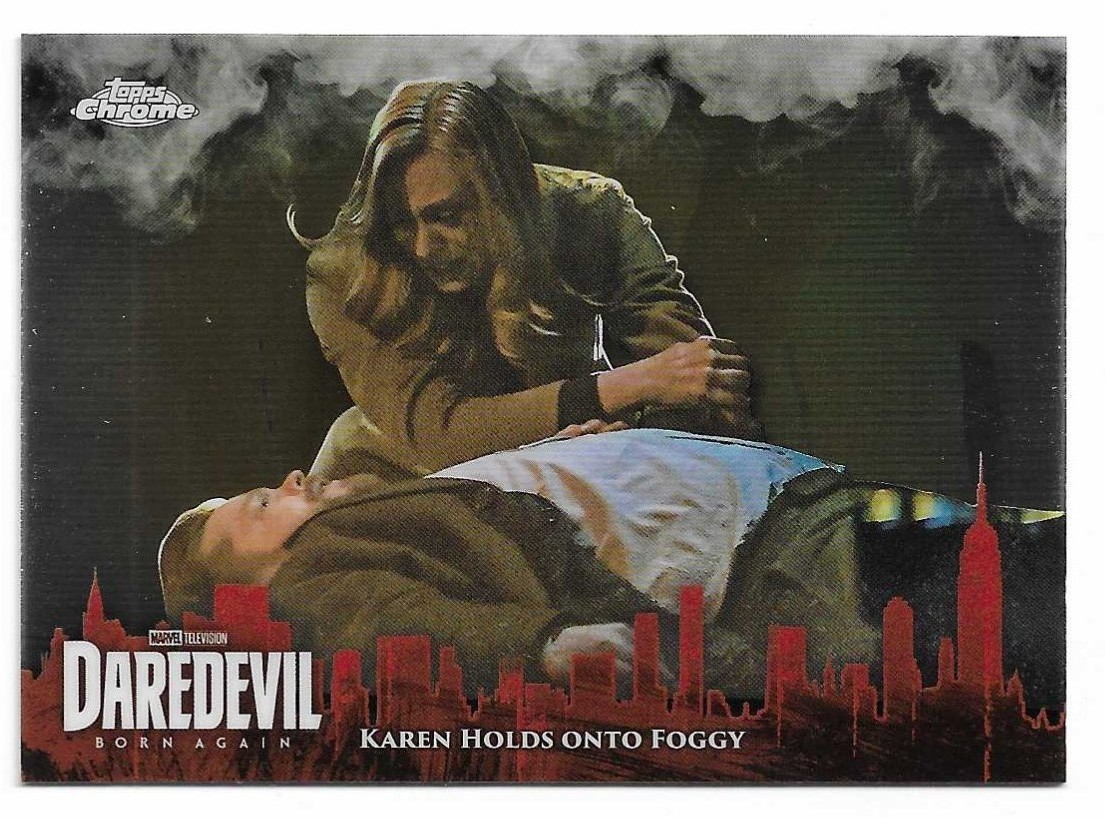 2025 Topps Chrome Marvel Studios Karen Holds onto Foggy Daredevil Born Again #14