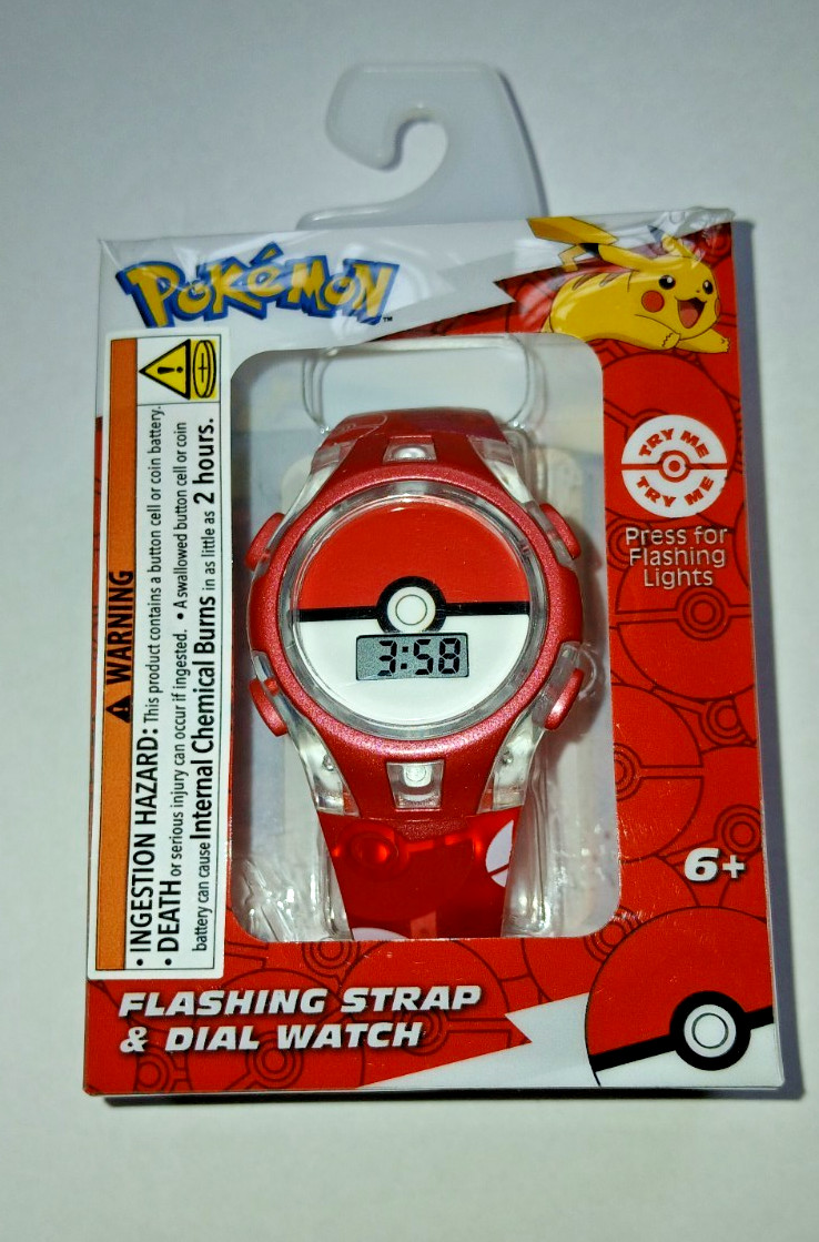 Pokemon Pokeball Kids Boys Flashing LCD Wrist Watch New
