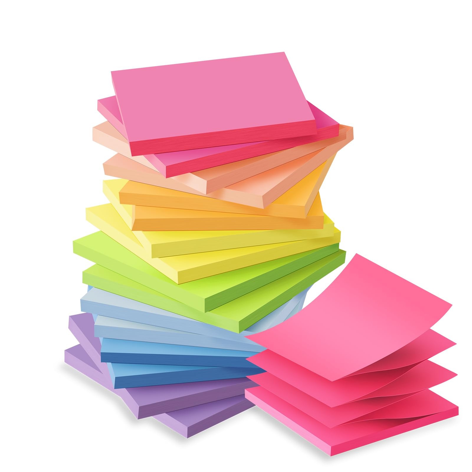 (16 Pack) Pop Up Sticky Notes 3x3 in Accordion Stickies inches, Bright 