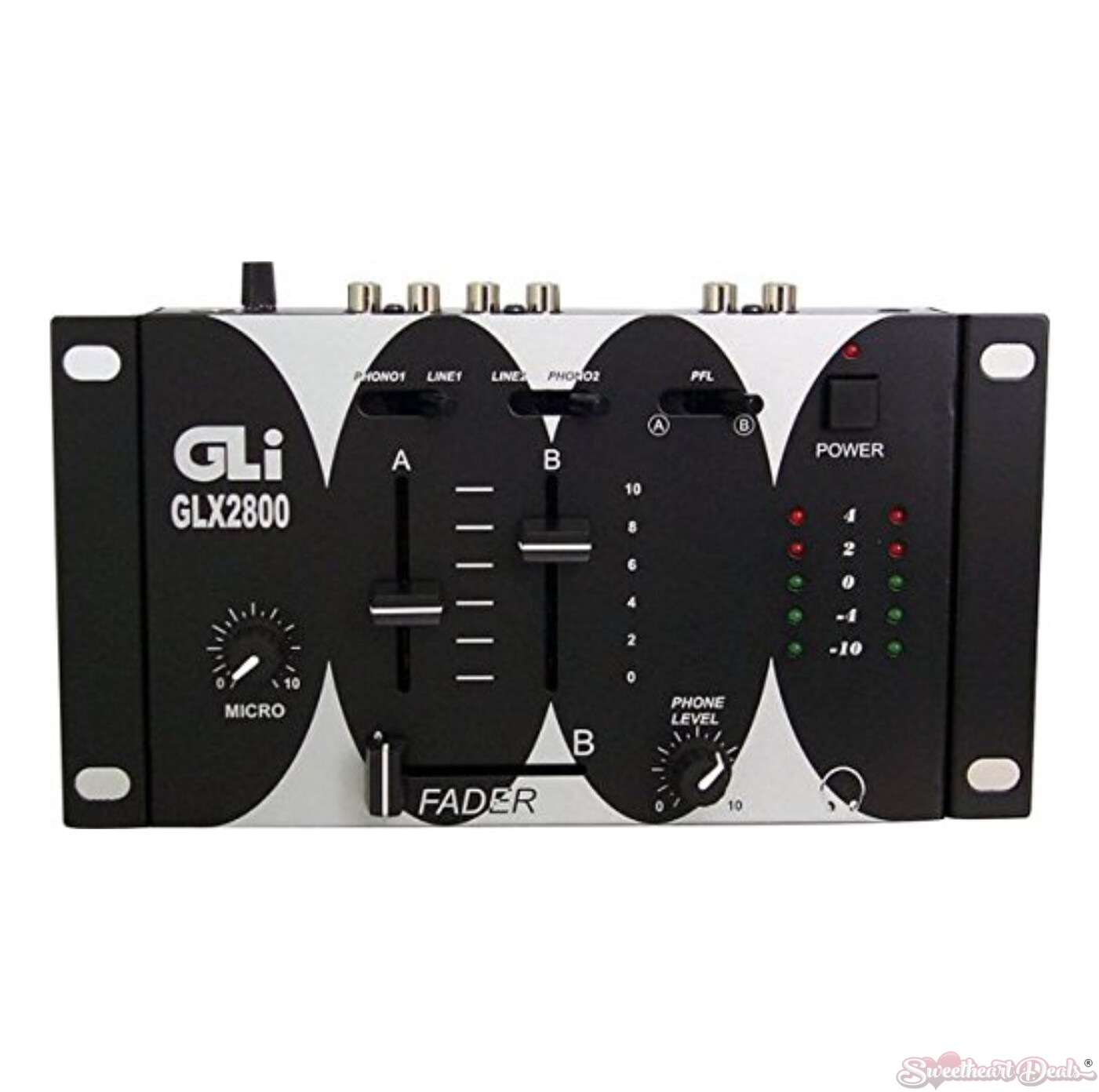 GLI Pro GLX-2800 2-Channel Stereo Mixer w/ LED Output Display & Crossfader