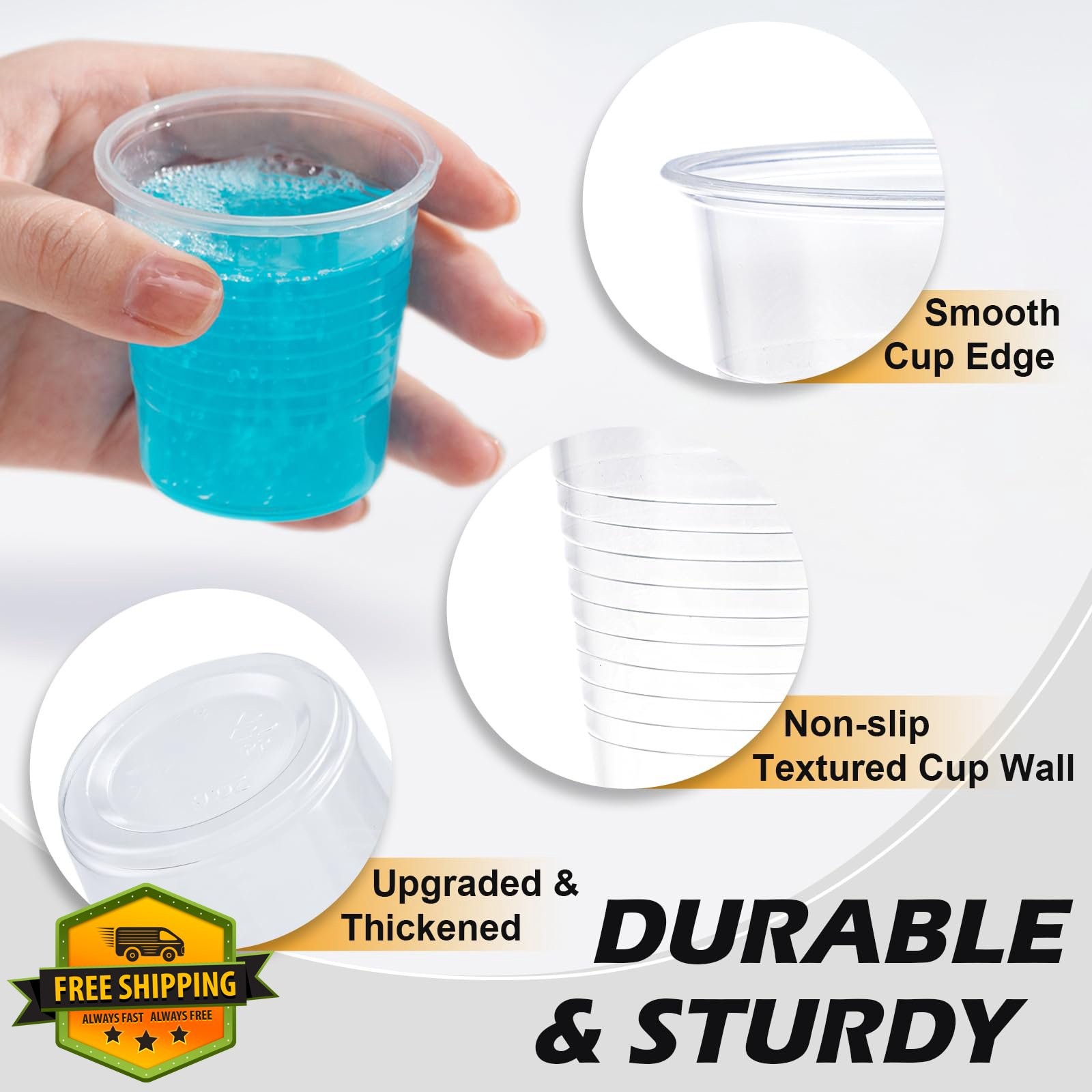 Clawsoff 3oz Clear Plastic Cups 600 Pack Small Bathroom Disposable Mouthwash