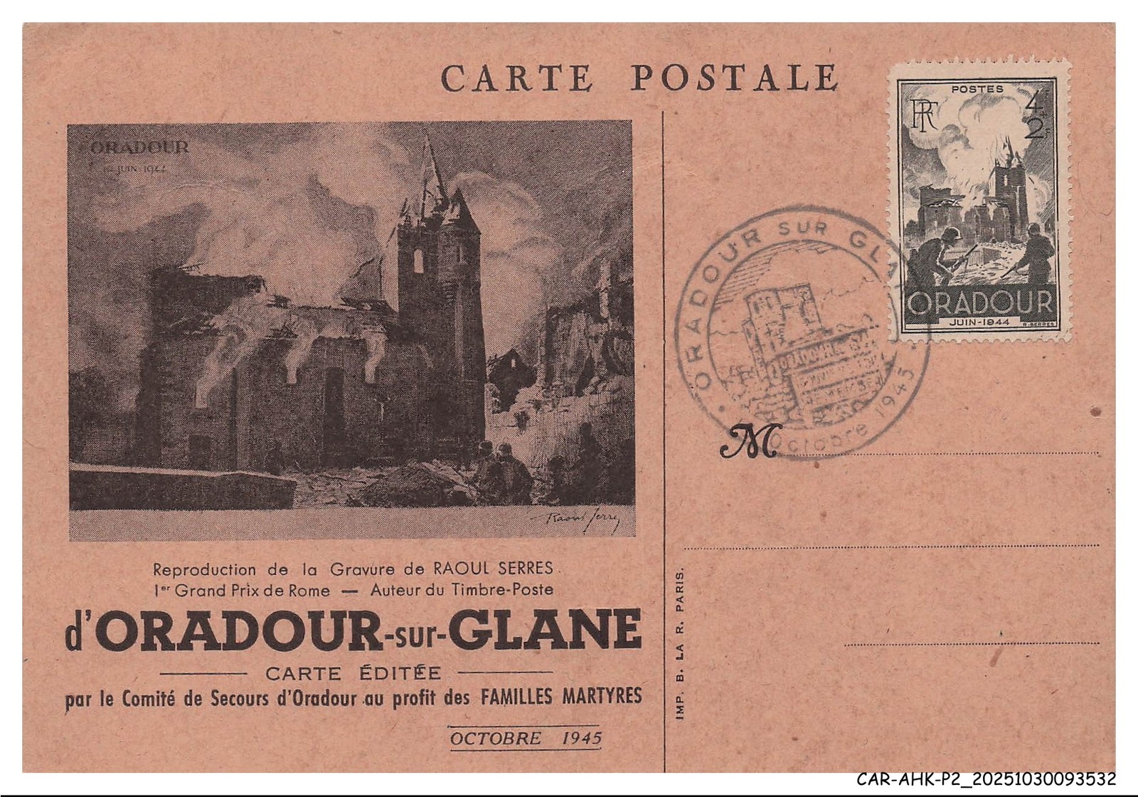 CAR-AHKP2-0118-MAXIMUM Cards - ORADOUR-SUR-GLANE - Reproduction Of The Engraving