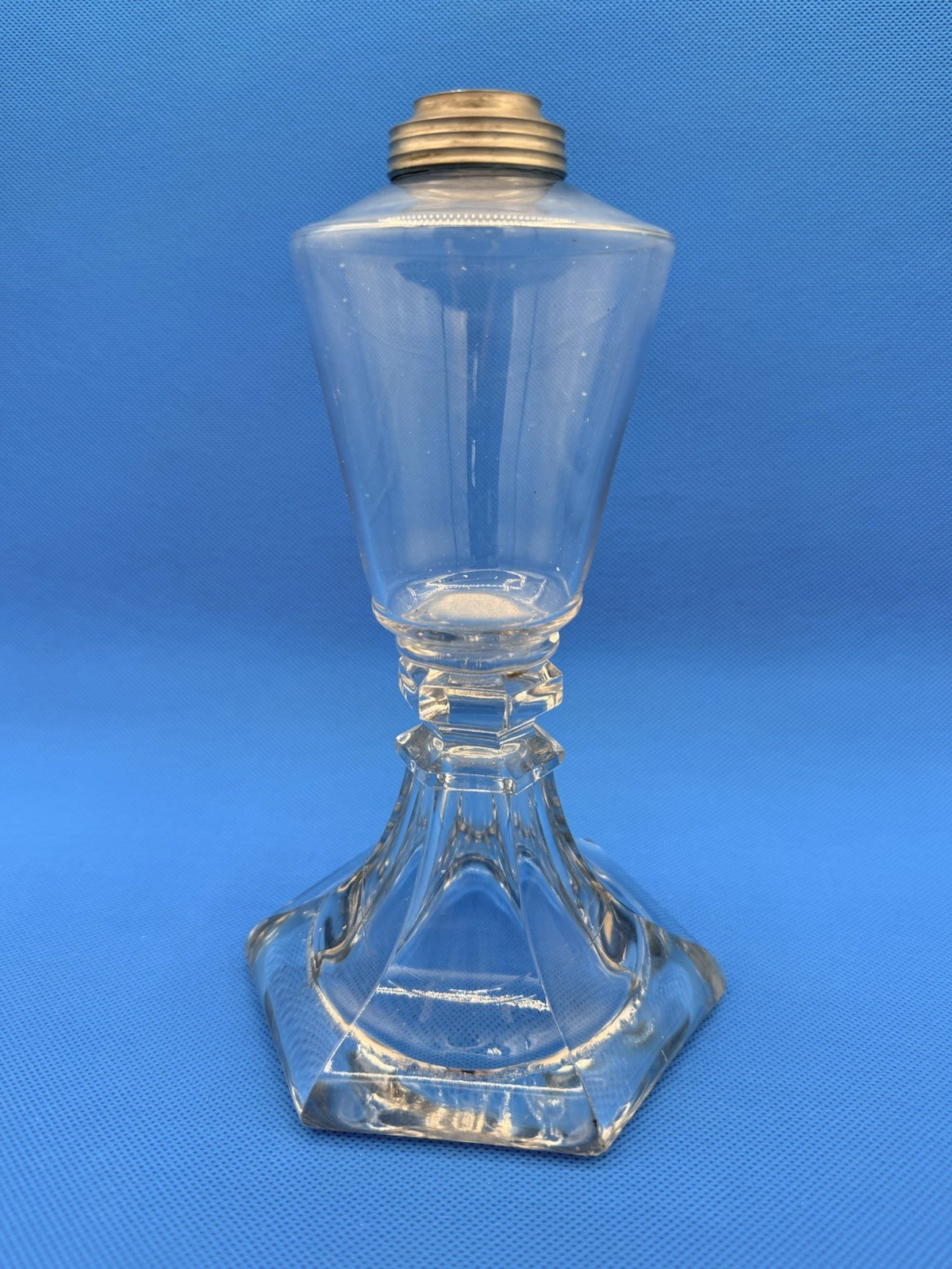 ANTIQUE EARLY 19th CENTURY CLEAR GLASS WHALE OIL LAMP 