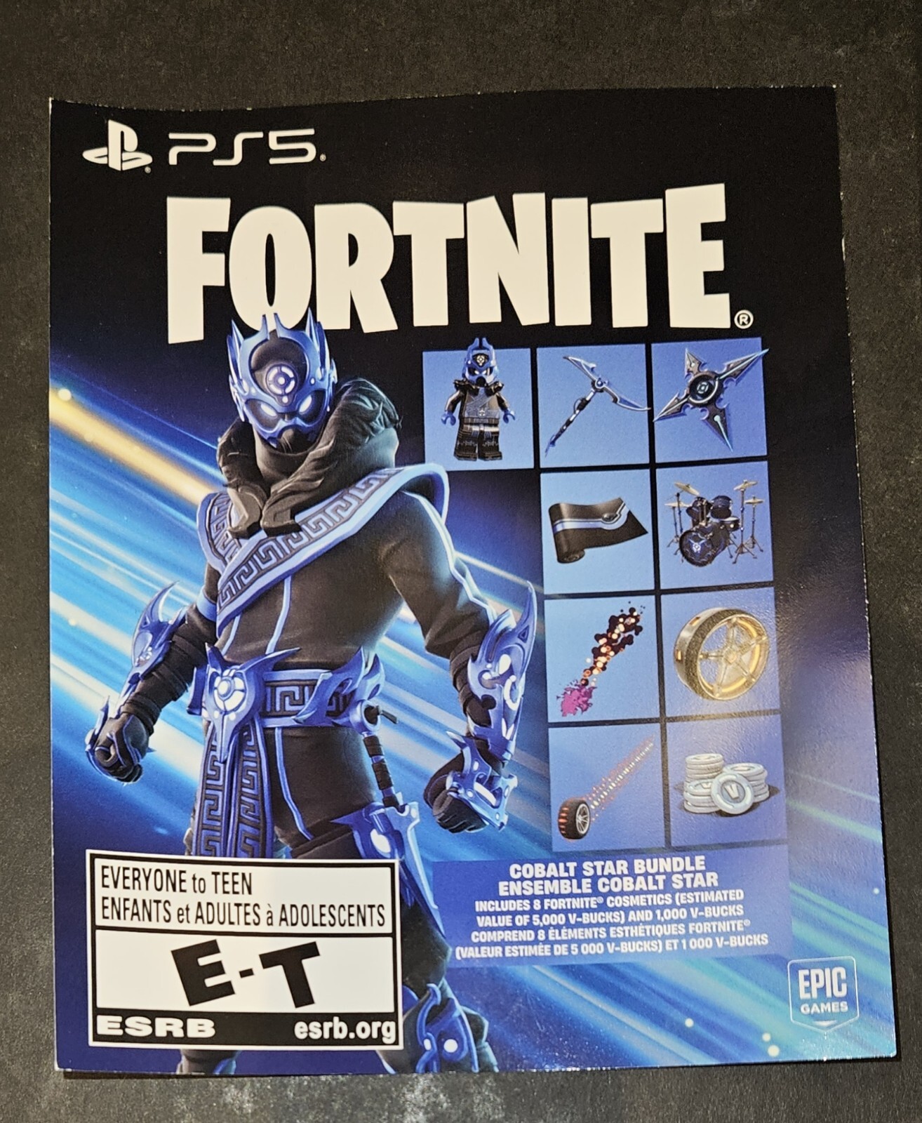 Fortnite PS5 Cobalt Star Bundle Downloadable Content Redemption Code Voucher