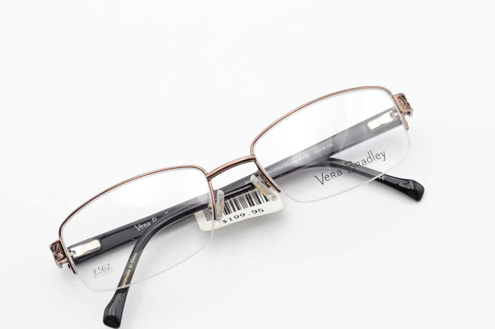 VERA BRADLEY Diane Bordeaux Blooms (BDB) Brown 53-18-135 Half Frames Flex E562