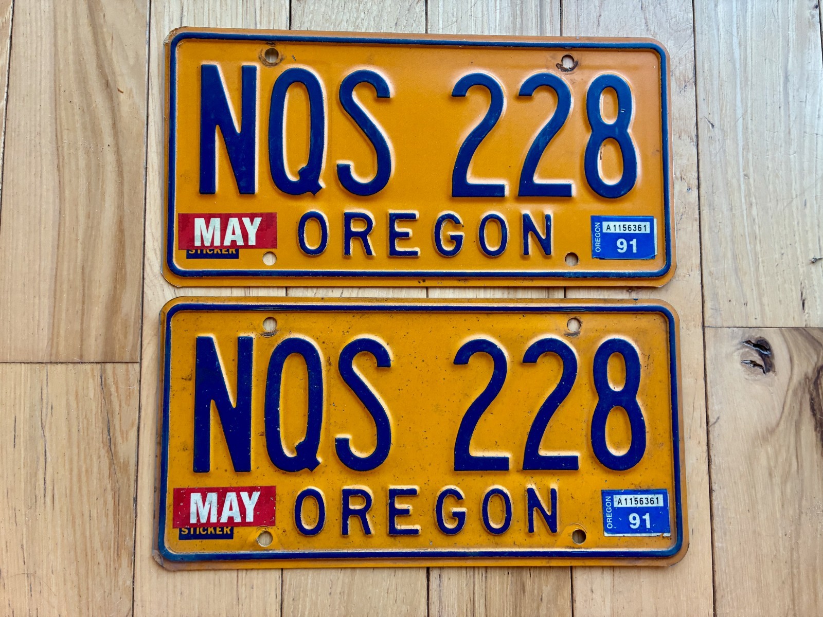 1991 Oregon License Plate Pair