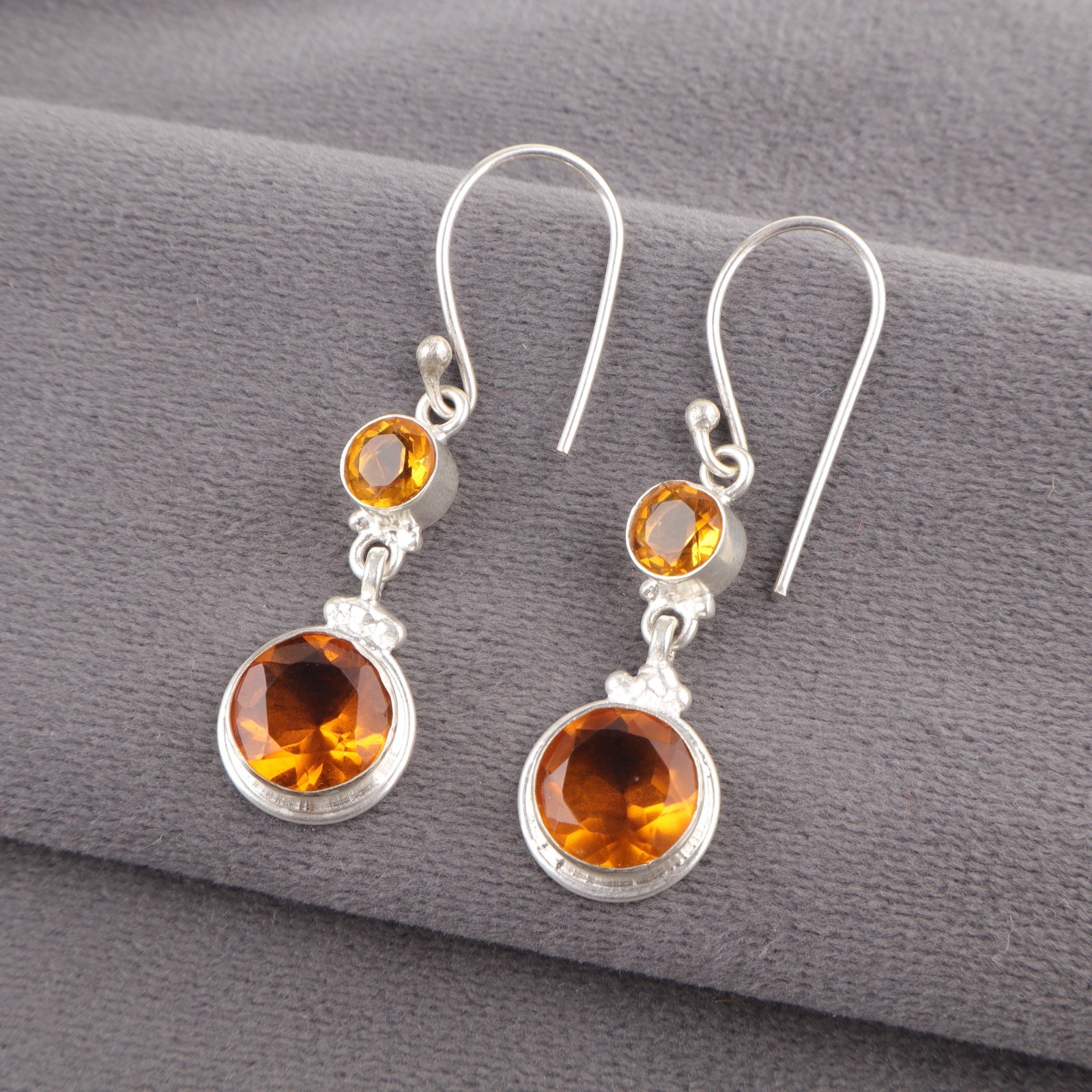 Natural Citrine Engagement Drop Dangle Wife Earrings Jewelry 925 Sterling Silver