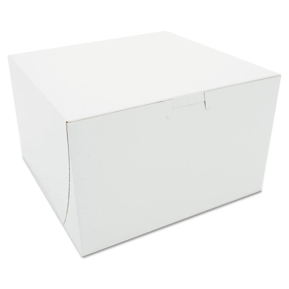 8x8x5 White Bakery Box Food Storage Container with Tuck Top and Lock Corner