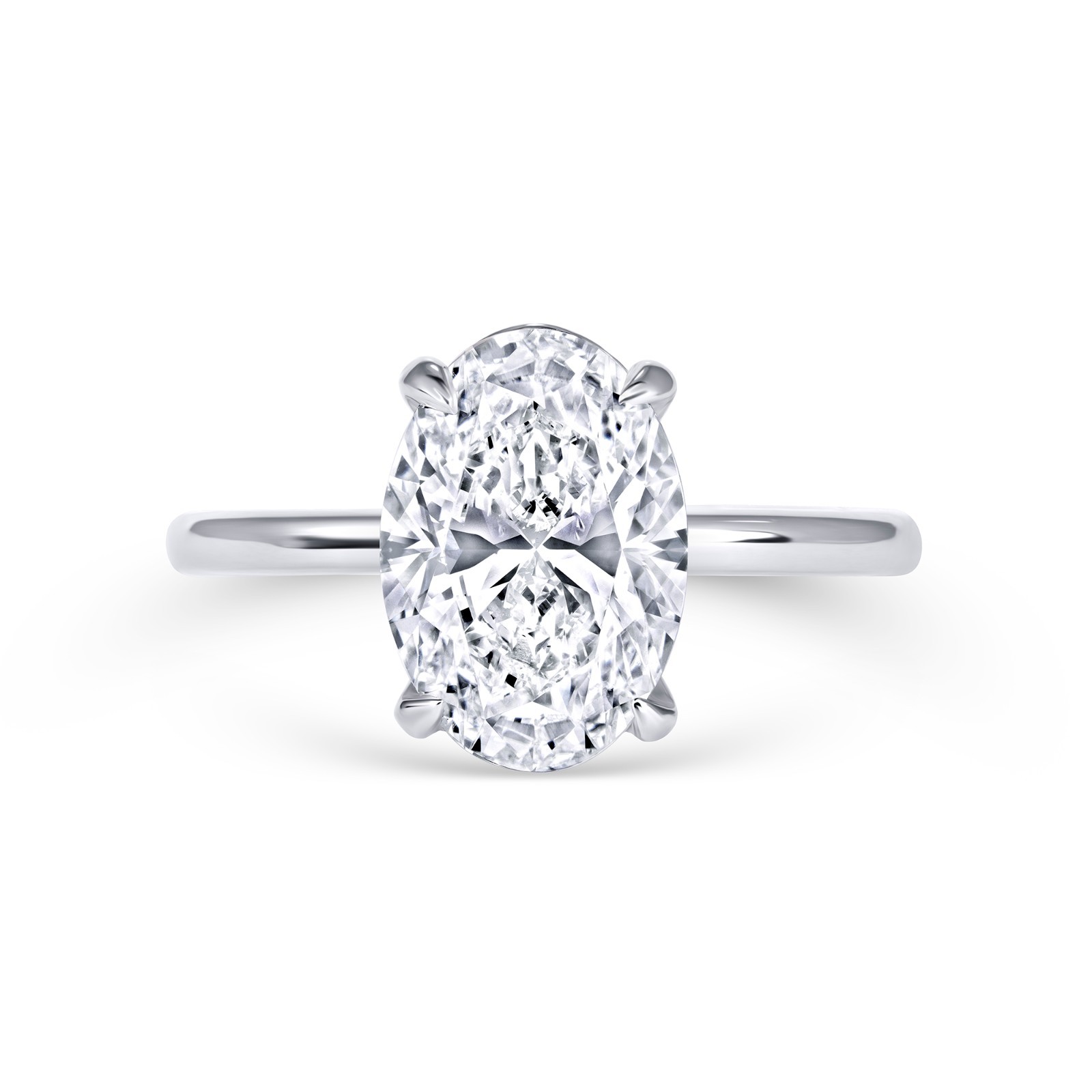 3CT Oval Lab Grown Diamond Solitaire Engagement Ring IGI 14K White Gold
