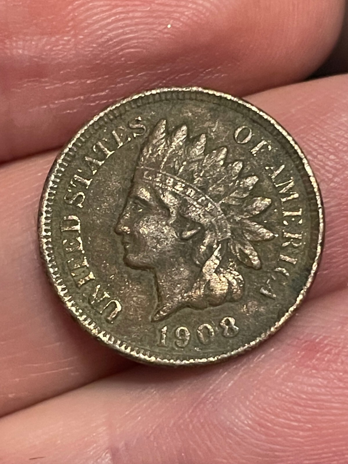 1908 P Indian Head Cent Penny, Philadelphia, VF/XF Details, LIBERTY Shows